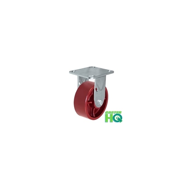 5"x2" Red Ductile Steel Wheel, Rigid Caster, 1,500 lbs capacity,